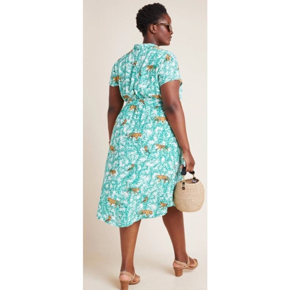 NWT MAEVE Catherine Buttondown Shirt Dress Printed Tigers Jungle Size 24W - Picture 2 of 8